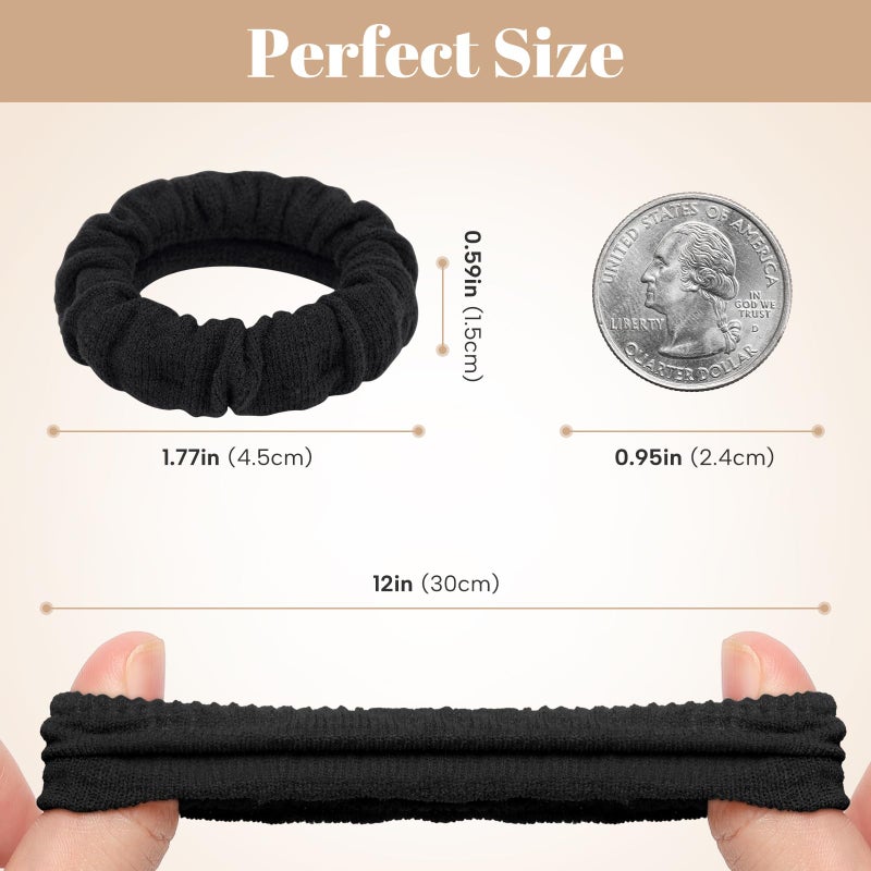 WantGor Hair Ties, Women 10PCS Hair Bands No Damage Elastic Scrunchies Seamless Ponytail Holders Hair Accessories Head Bands for Women's Thick Thin Hair (Black) - Image 3